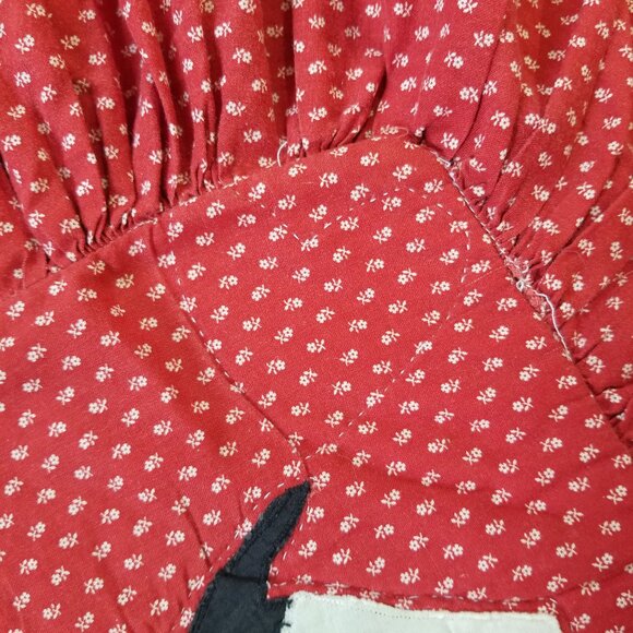 Vintage Cow Pillow Cover Ruffled Red Calico Cotton Holstein - Picture 5 of 11